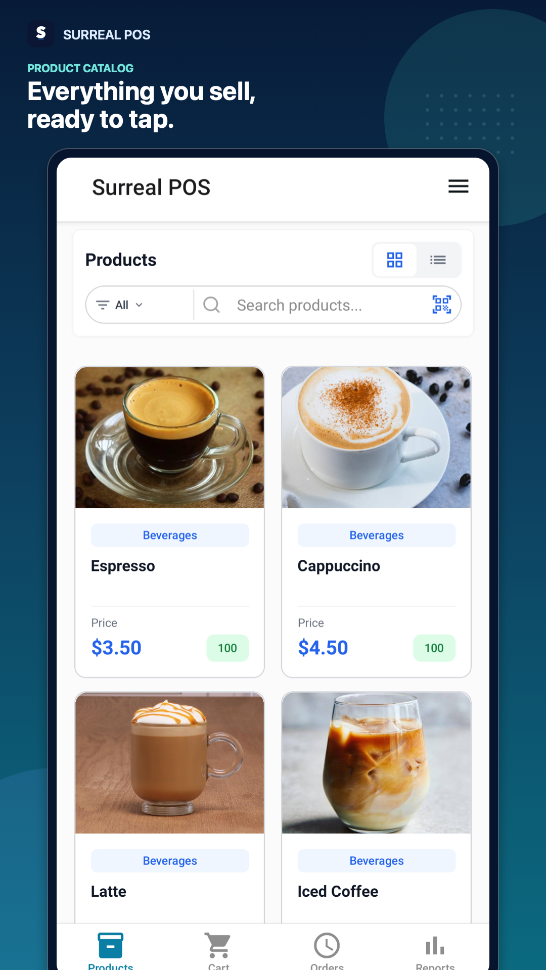 Product catalog screen