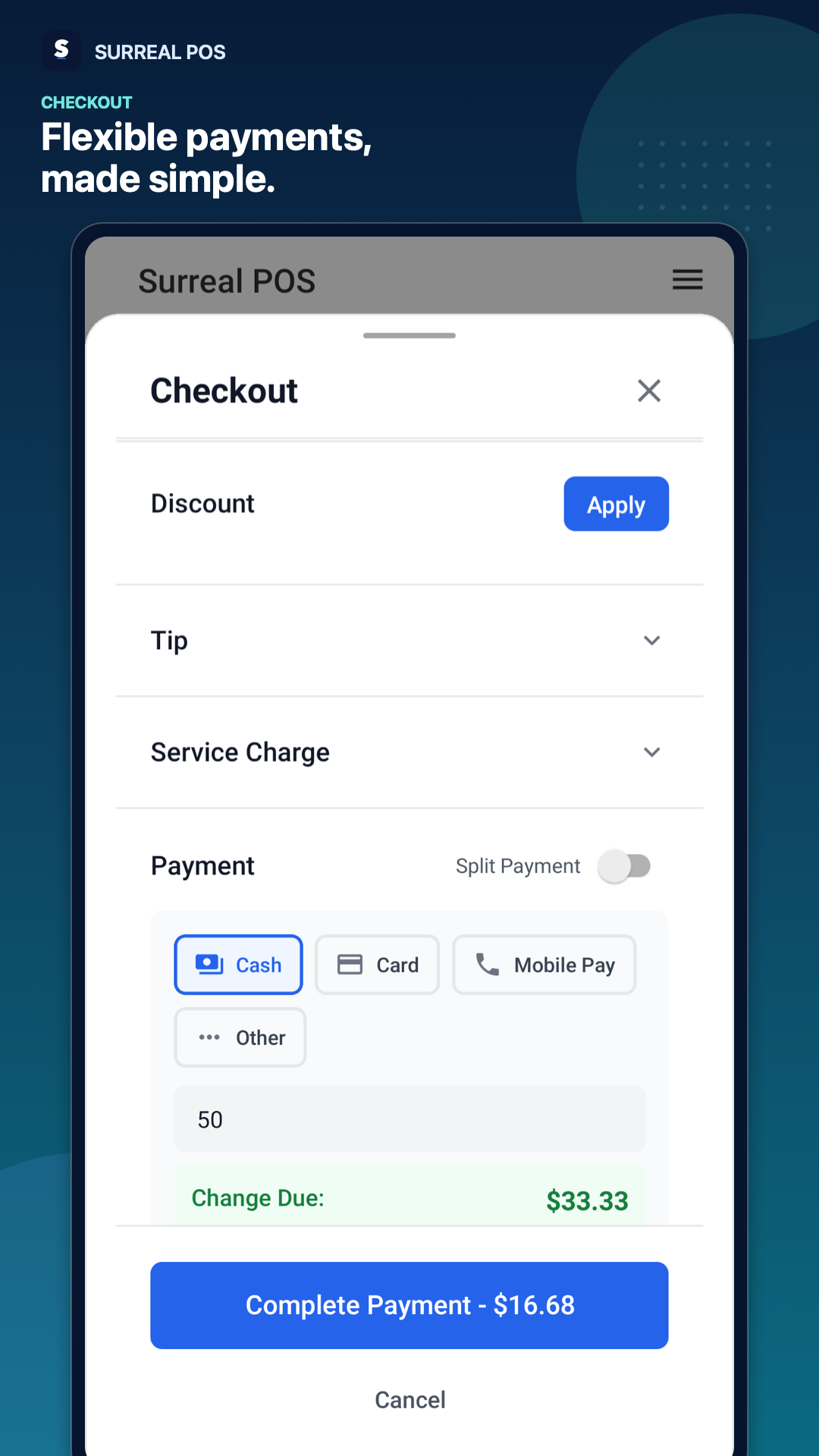 Checkout screen