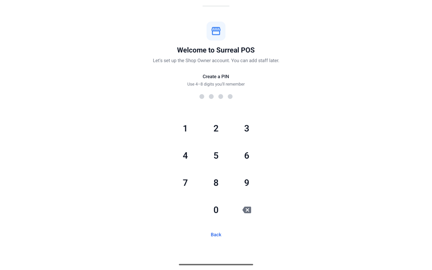 Create a PIN screen with a numeric keypad